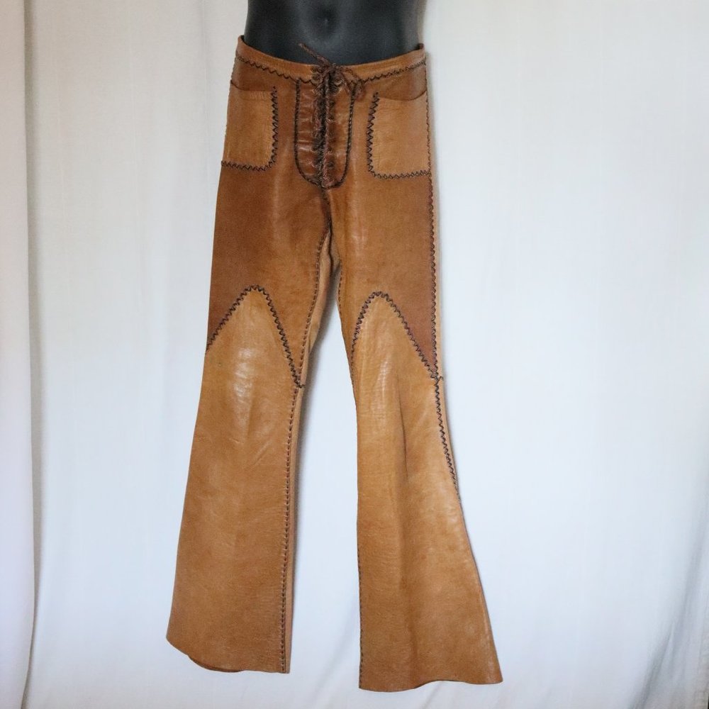 70's North Beach Leather Hand Laced Leather Pants